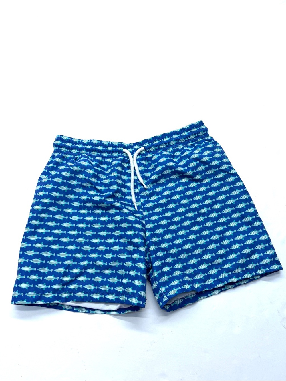 Saltwater Boys Company Blue Fish-Print Saint Simons Swim Trunks